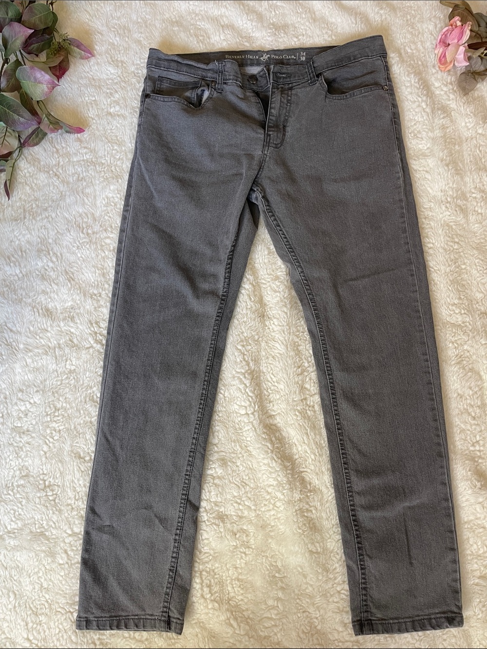 Beverly Hills Polo Club Men’s Charcoal Slim Straight Jeans